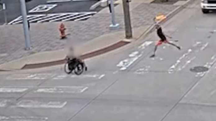 Video shows moments stranger threw Molotov cocktail at man in wheelchair, setting him on fire
