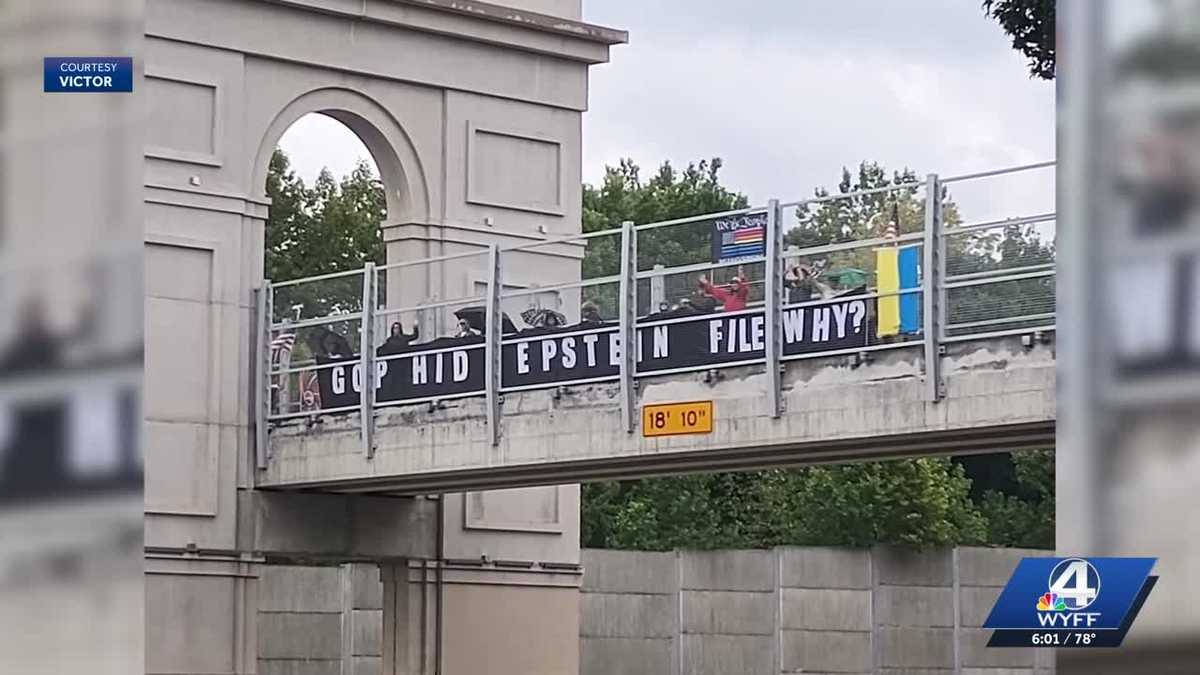 Protesters, city leaders argue right to protest, hold signs on bridge
