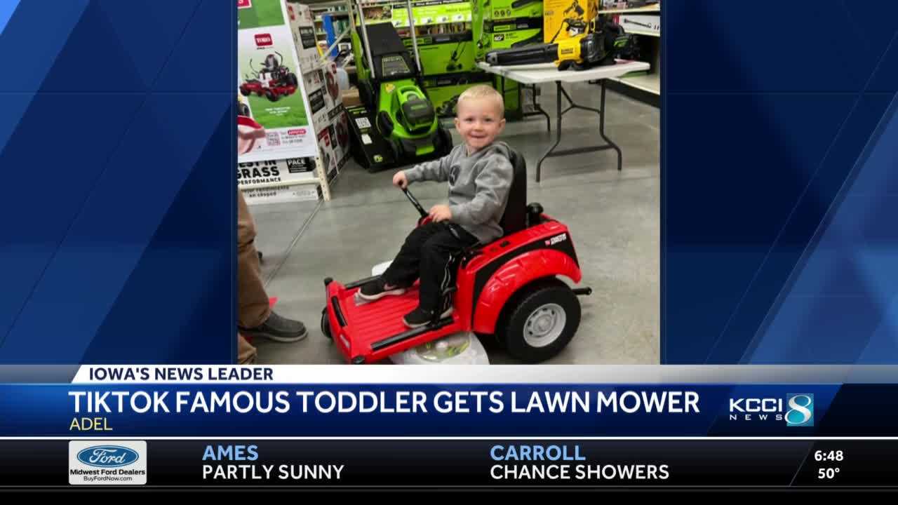 Iowa toddler who went viral on TikTok gets his own toy mower