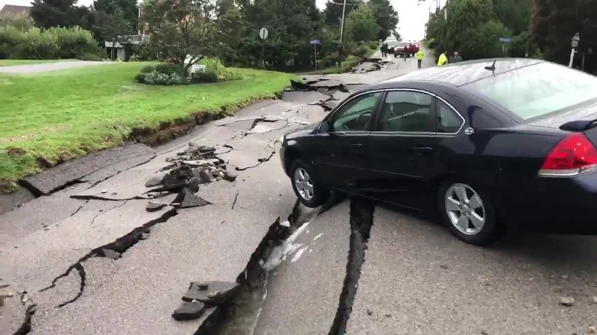 Portsmouth road collapses after Ida moves through