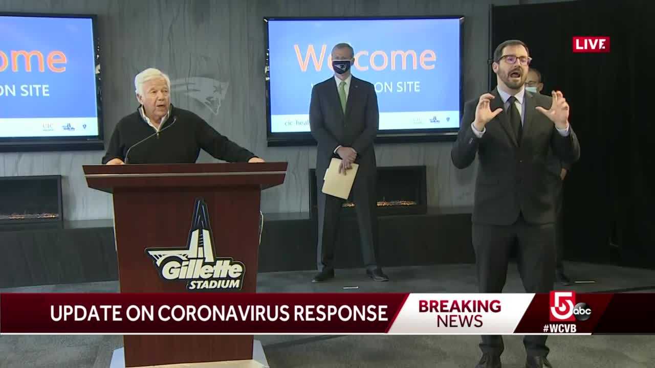 'First Step To Return To Normalcy,' Kraft Says Of COVID Vaccination Site