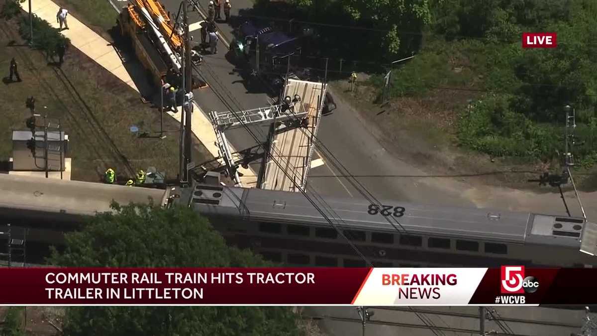 Commuter rail train hits tractor trailer