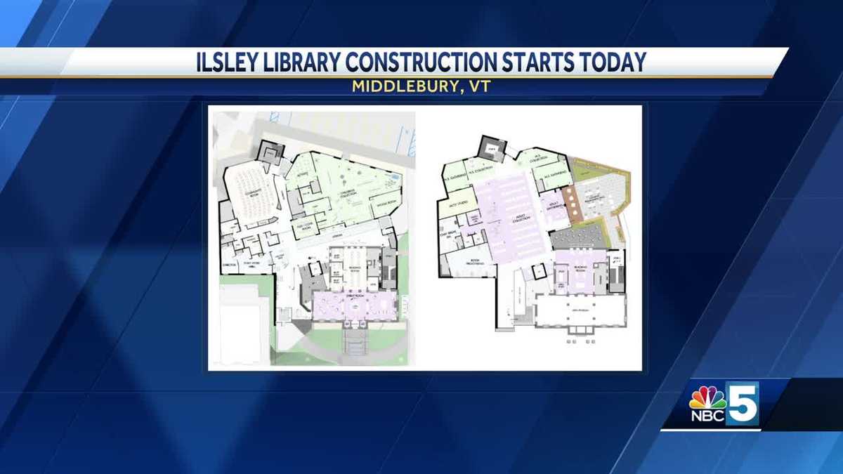 Construction begins on the Ilsley Public Library in Middlebury