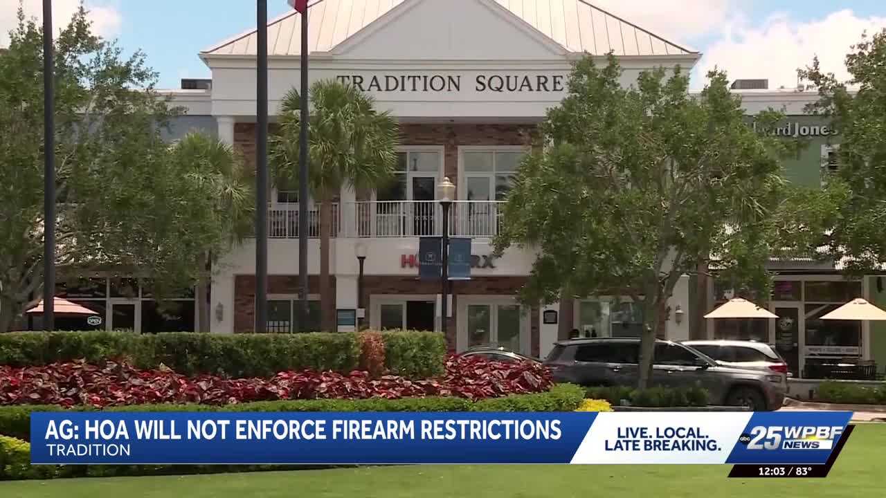 Florida AG says Tradition HOA will stop enforcing firearm ban