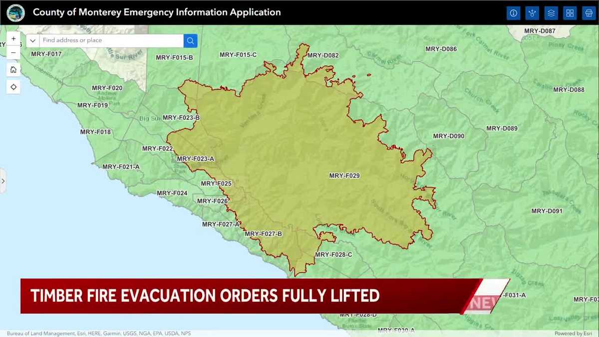 Monterey County lifts all evacuations for Timber Fire - KSBW