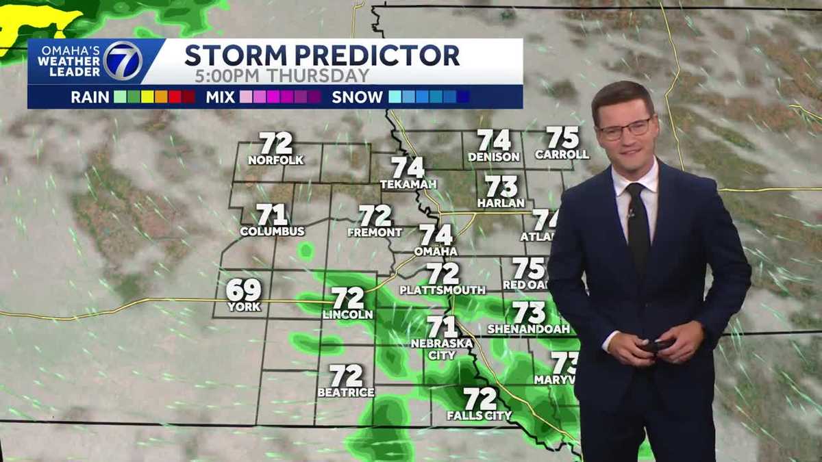 Spotty shower chance Thursday in Omaha area