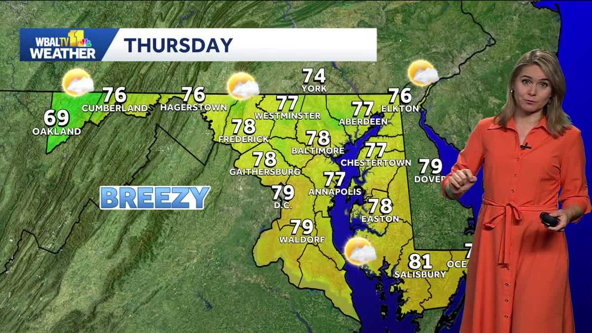Sunnier weather starting Thursday in the Baltimore area