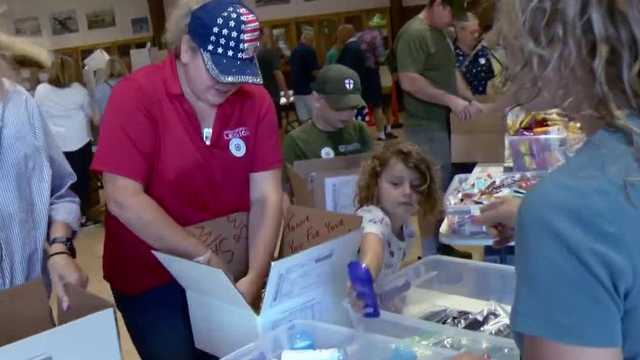 Sacramento Blue Star Moms pack and send 325 care packages for troops serving overseas