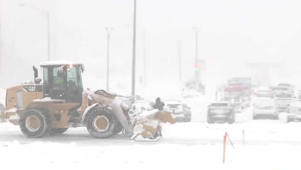 Snow accumulates in Pelham, New Hampshire