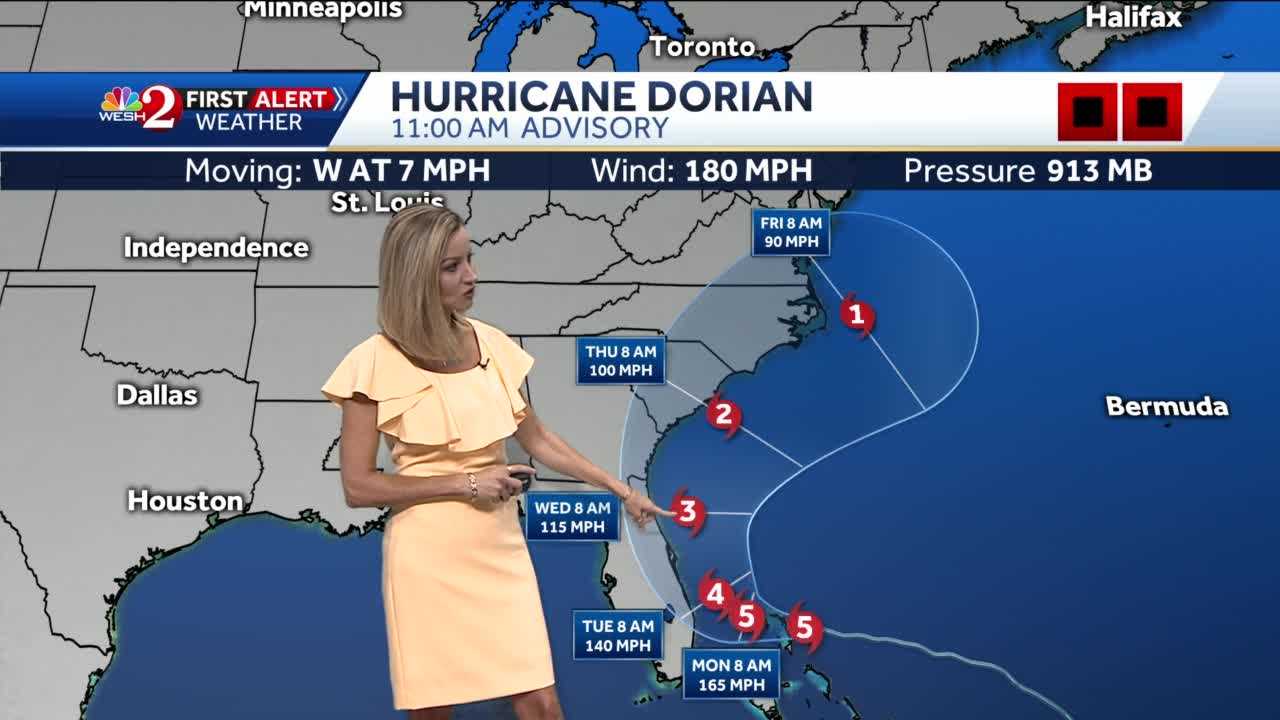 Hurricane Dorian Continues West With 180 Mph Winds