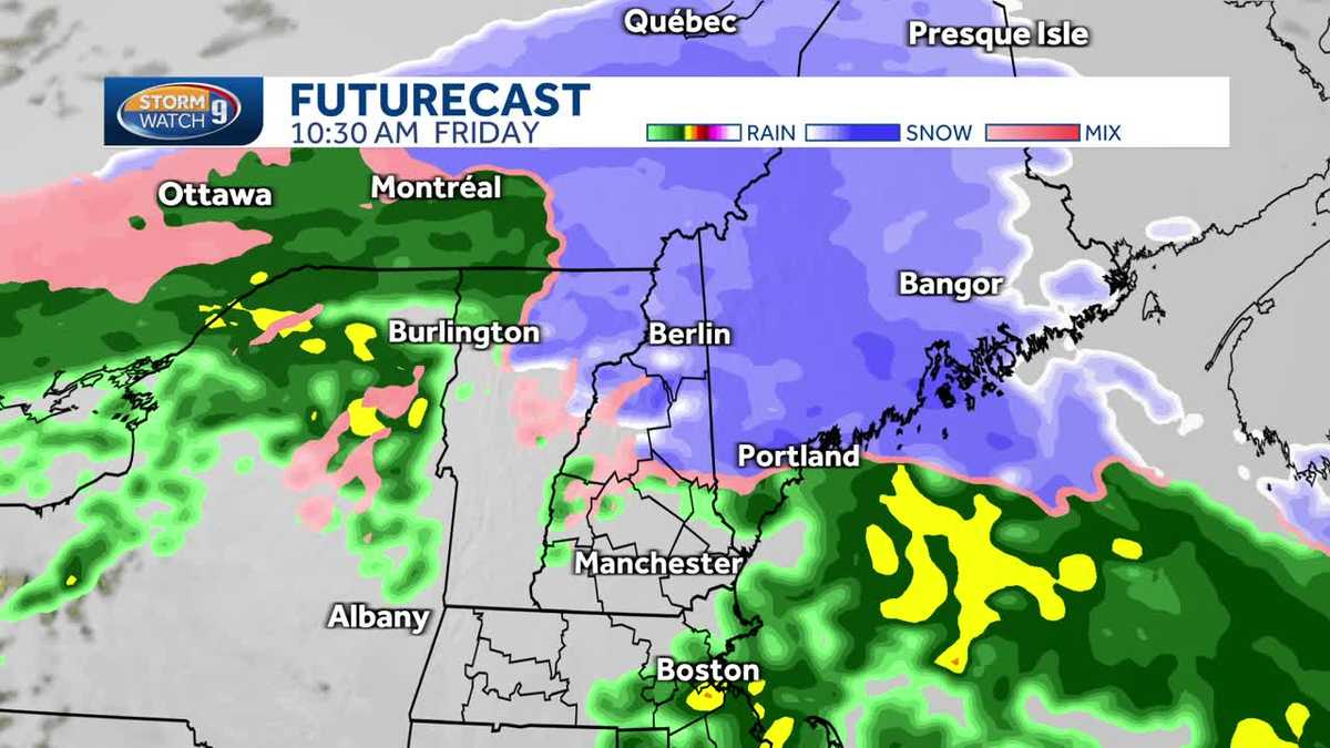New Hampshire weather video Rain, mix, snow Friday