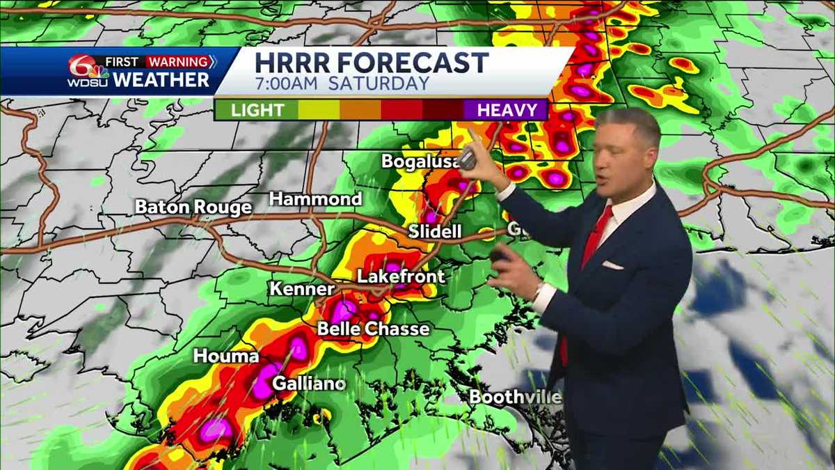 New Orleans storm forecast rain flooding weekend high temps