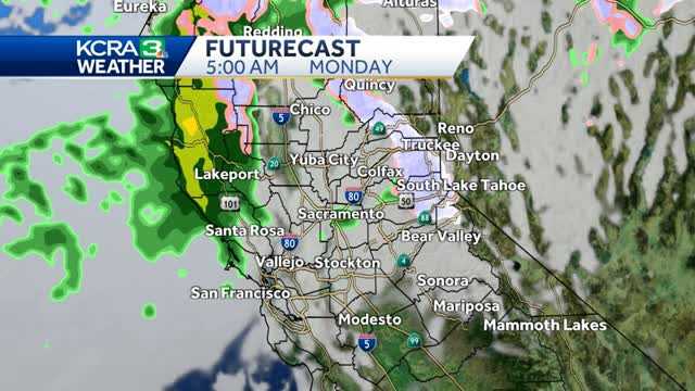 Cooler temps with rain and snow to start the workweek