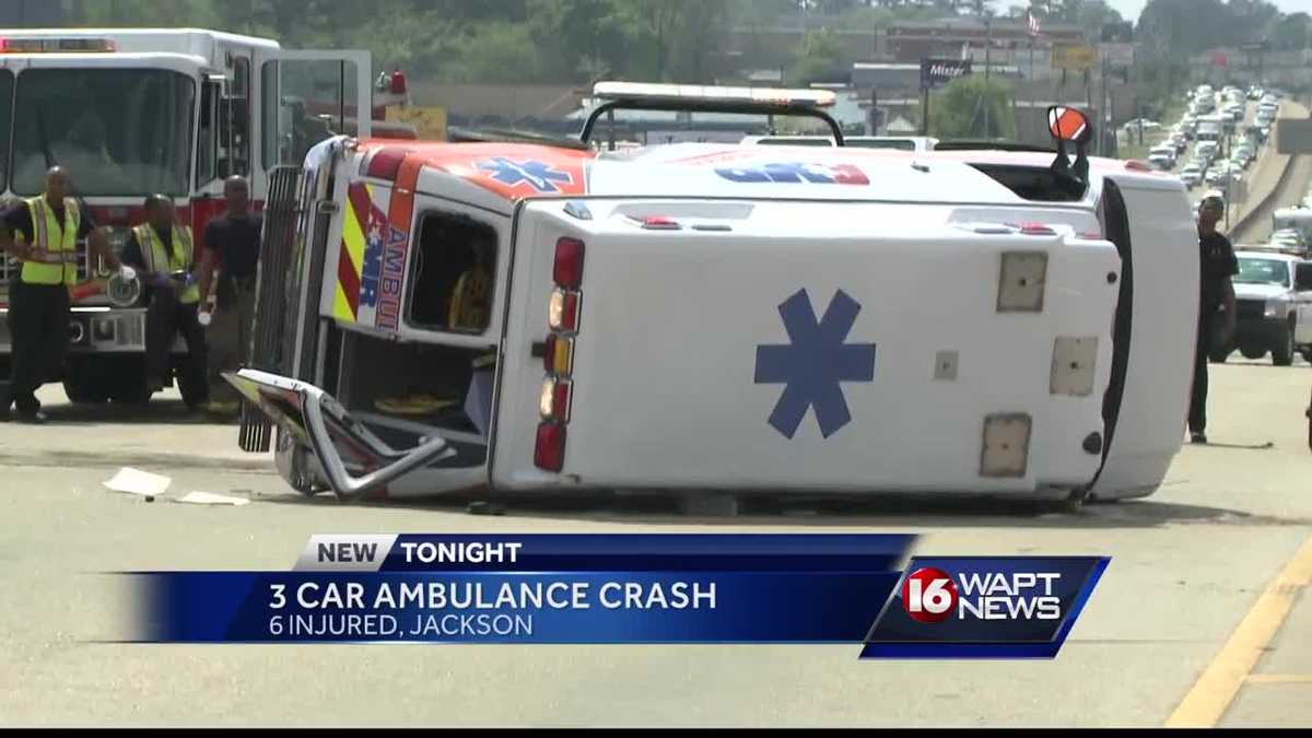 6 hurt in crash involving ambulance