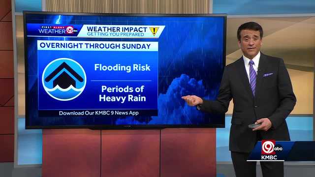 Kansas City: Periods of heavy rain, flood risk into Sunday morning