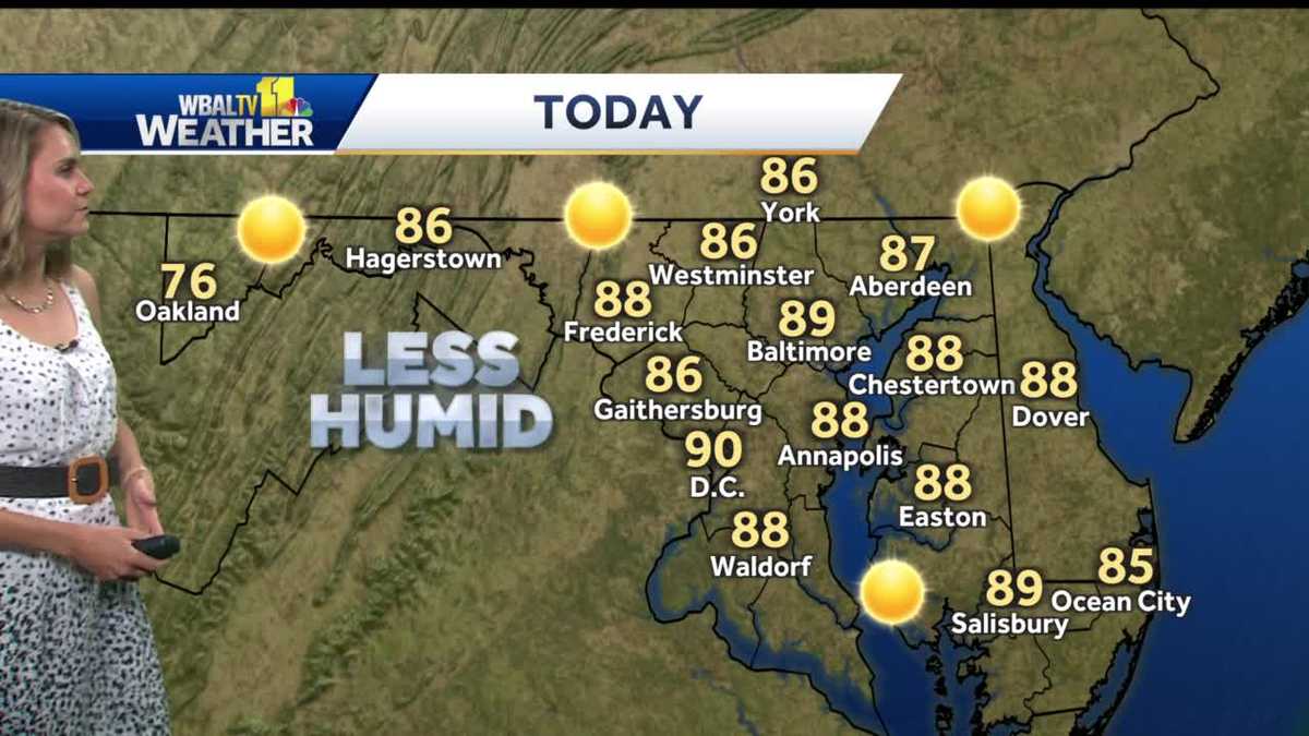 Low humidity but still hot with temps near 90 for Maryland