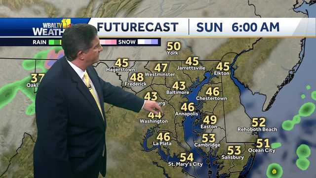 Small chance of rain and a drop in temperature