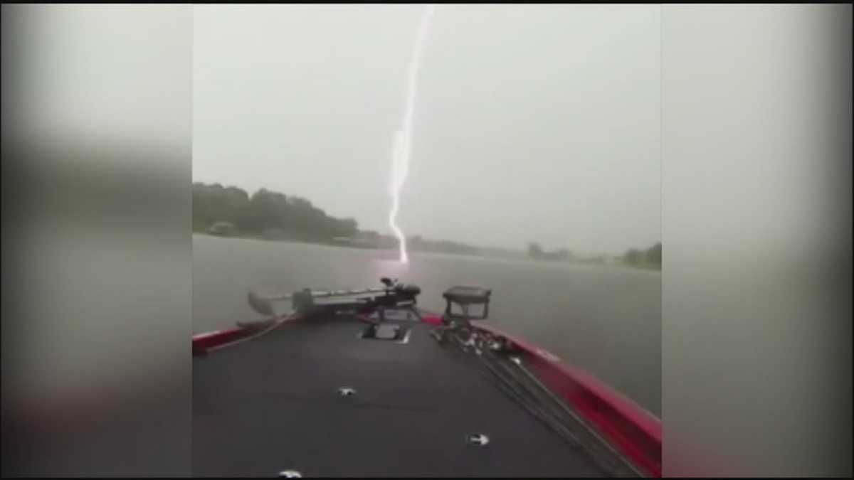 Fisherman's boat almost struck by lightning