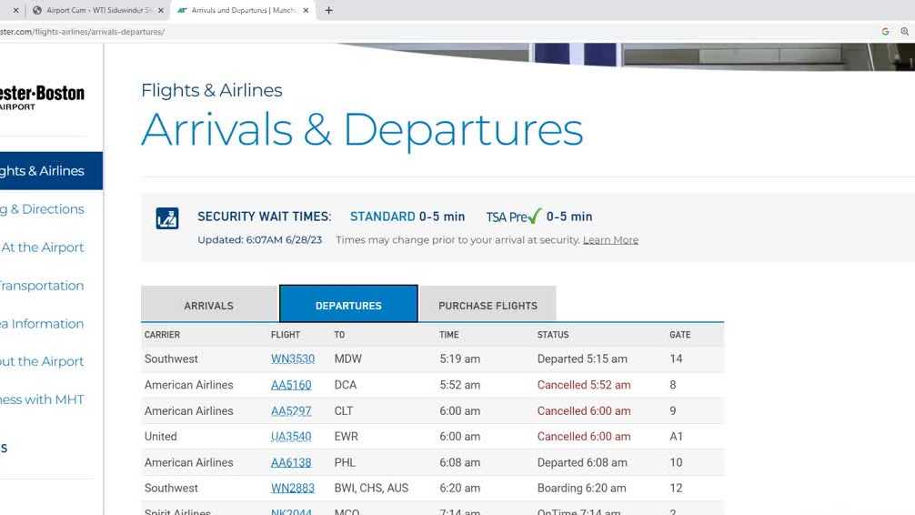 Flight delays in Boston, Manchester after showers, storms