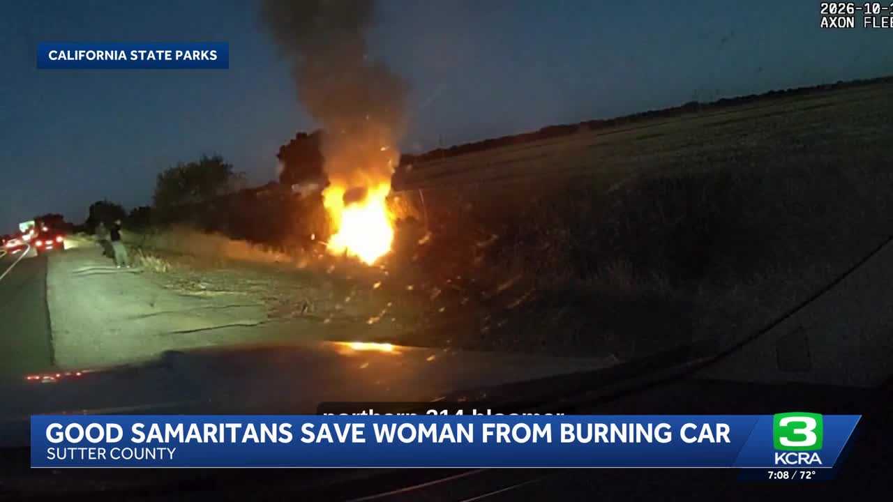 Off-duty officers rescue woman from burning car in Sutter County