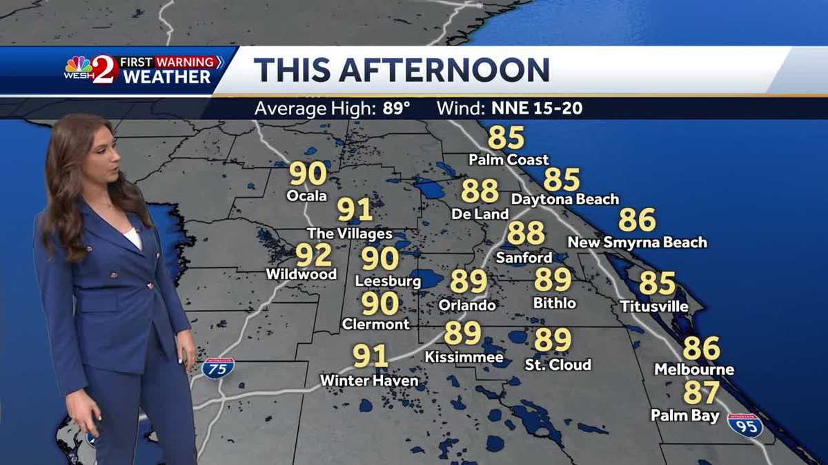 Mostly clear conditions for Central Florida with highs in the upper 80s