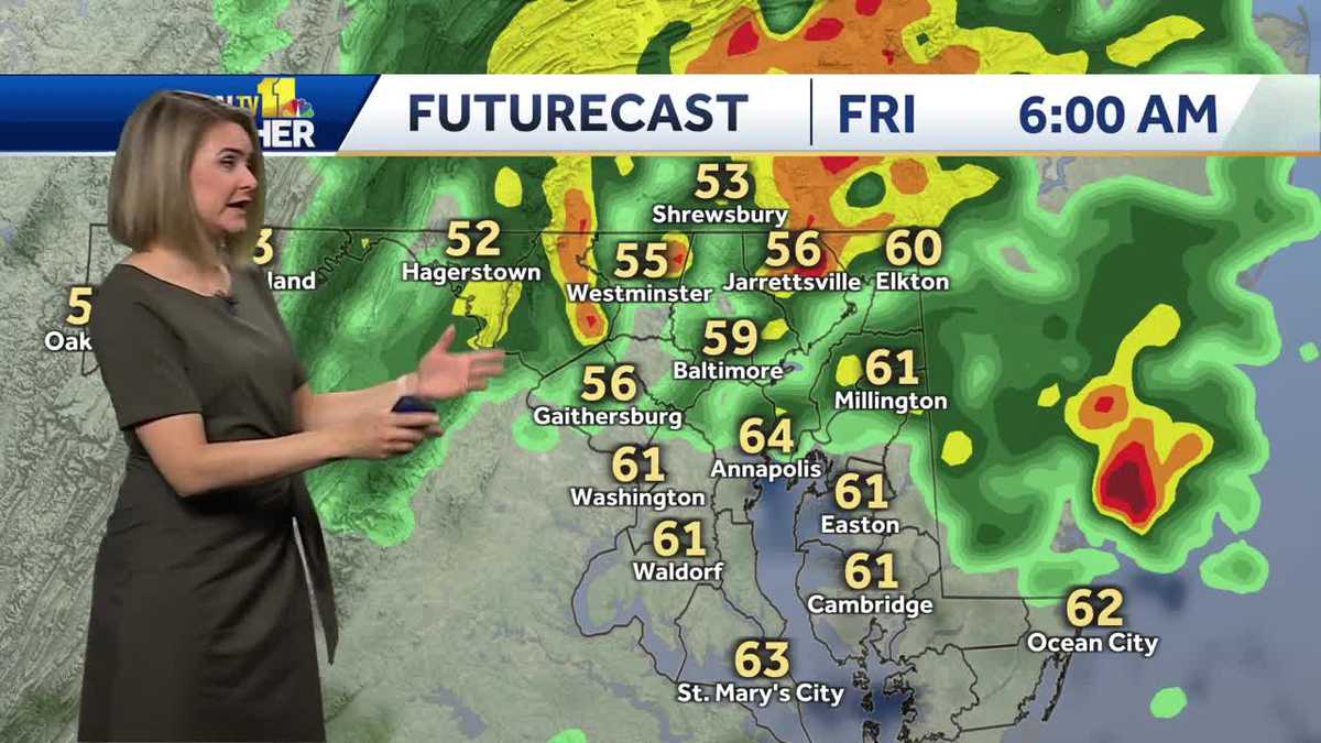 Much cooler Friday with isolated showers and temps in 60s
