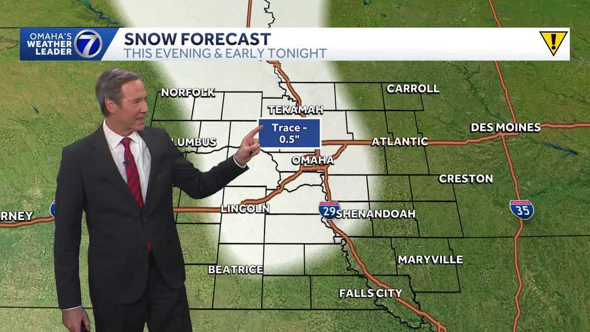 Dusting of evening snow for Omaha and eastern Nebraska
