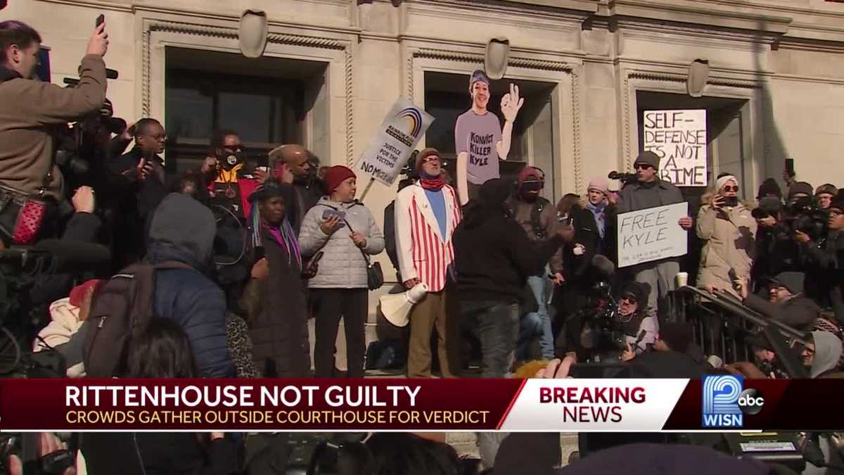 Kyle Rittenhouse verdict Demonstrators on both side of case react