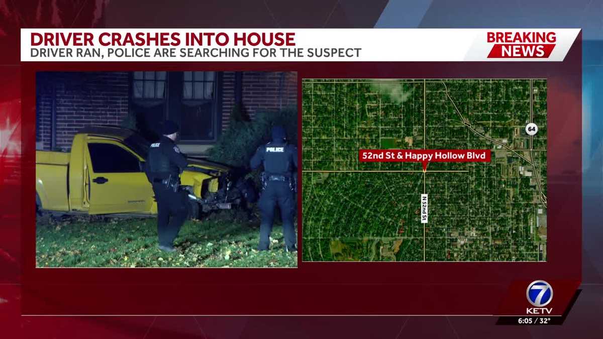 Driver flees after crashing vehicle into home