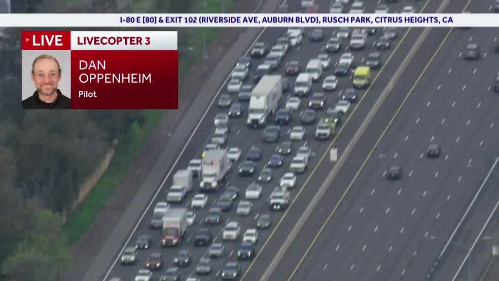I-80 traffic backed up after crash in Citrus Heights on Wednesday. - KCRA