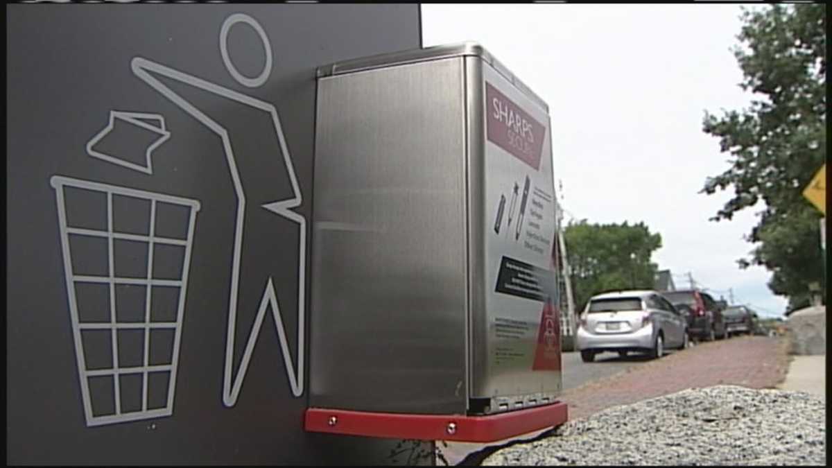 Needle drop boxes installed to trash cans in Portland