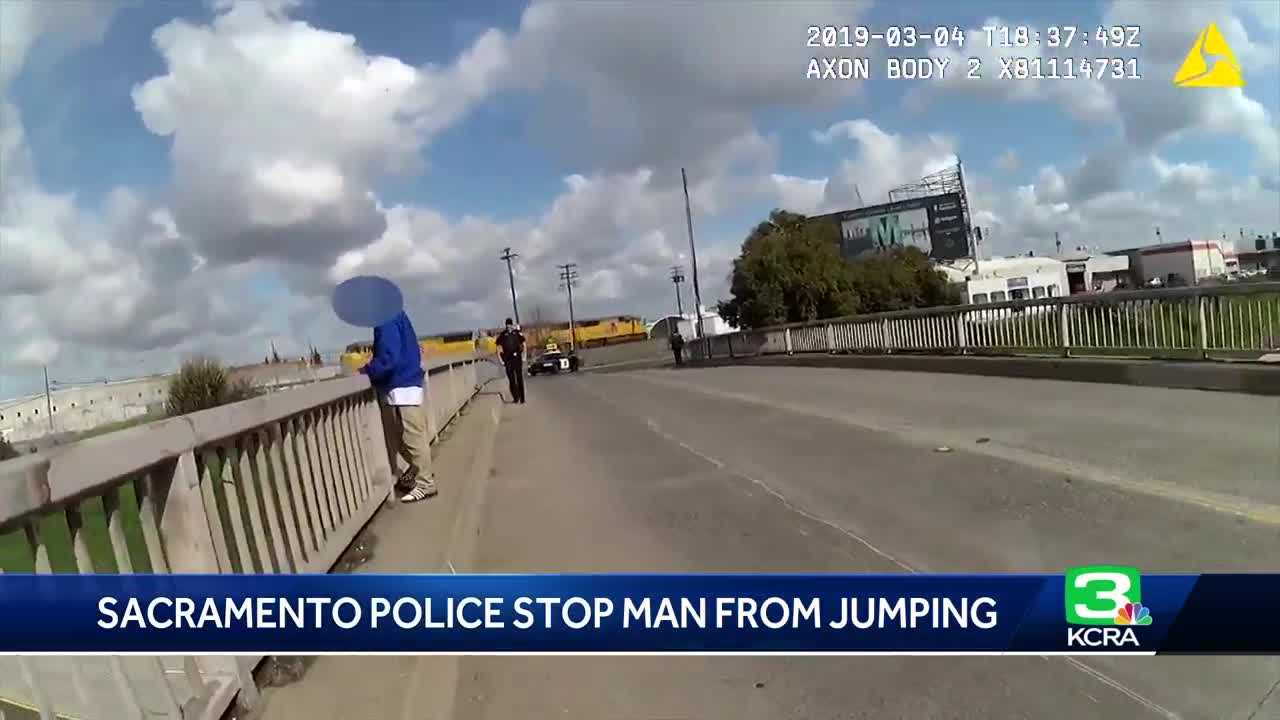 Video: Sacramento Police Stop Man From Jumping Off Overpass