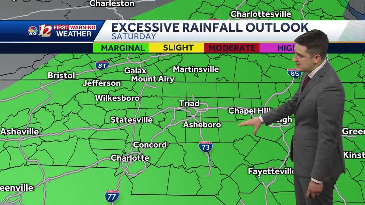Risk of localized heavy rain and flash flooding continues in North Carolina