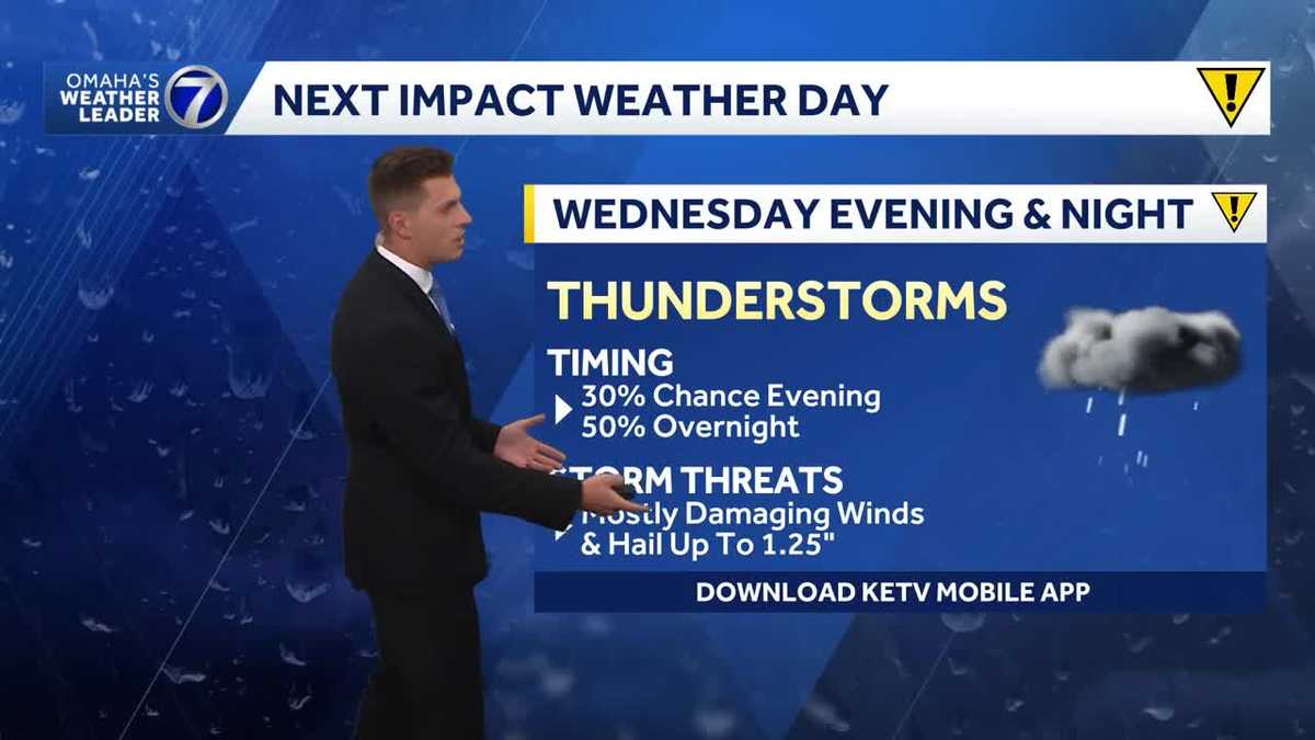Thunderstorms possible on late Wednesday
