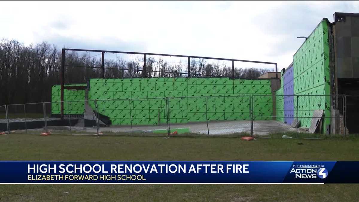 Elizabeth Forward High School gym, auditorium construction in May