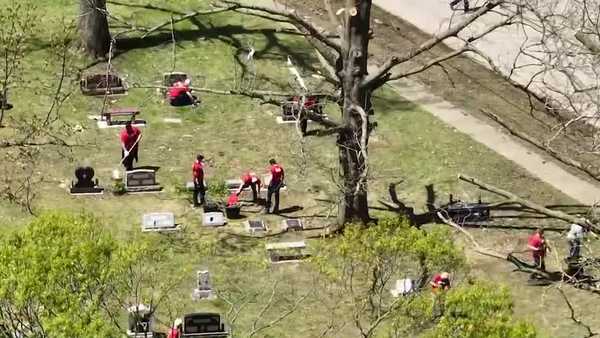 all hands on deck for tornado cleanup at pleasant hill cemetery