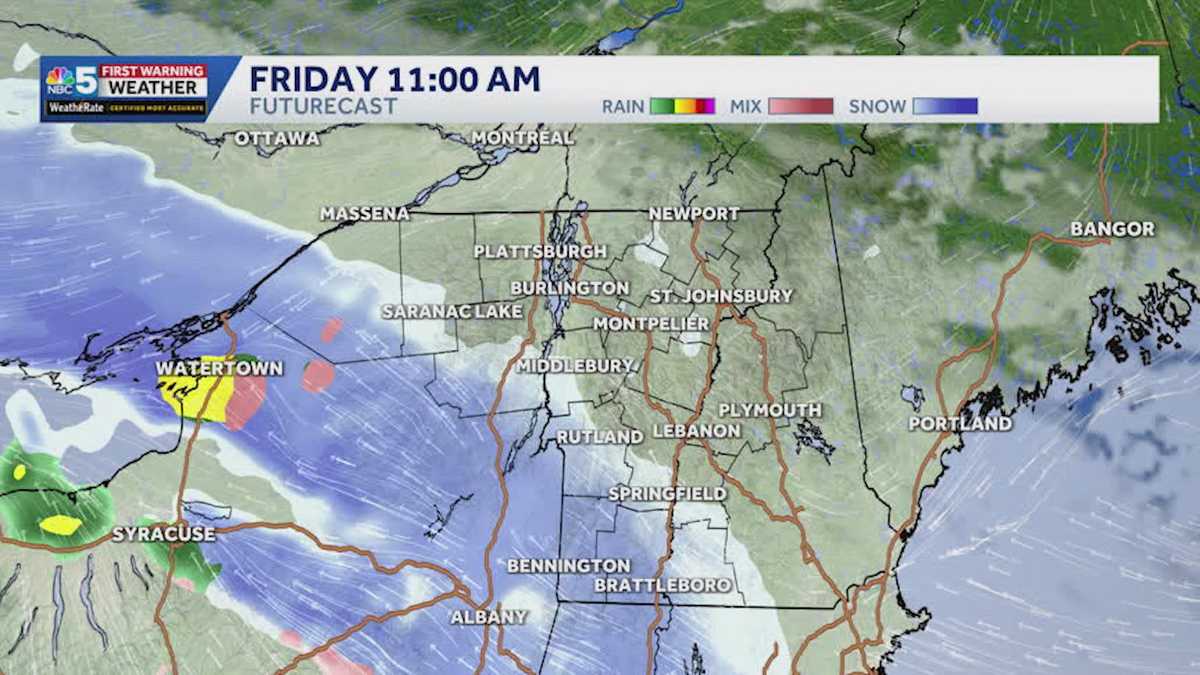 Timeline: See when heavy snow arrives Friday in Vermont, New York