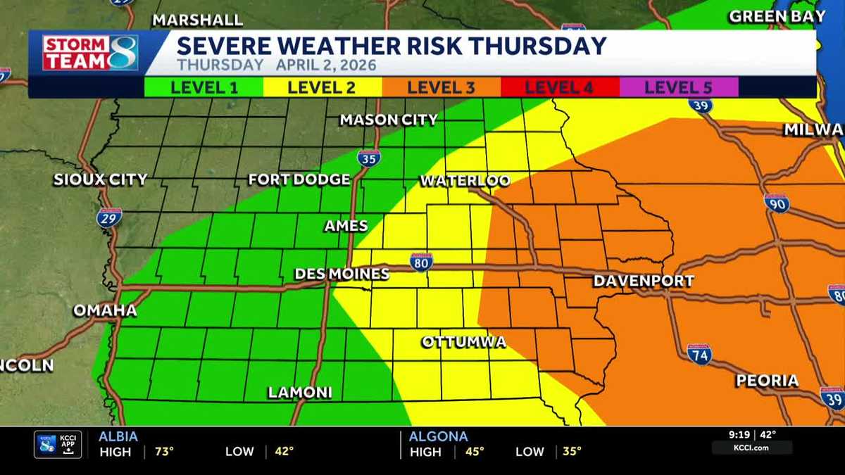 Iowa weather: Storms move in overnight tonight with severe storms possible Thusday and Friday