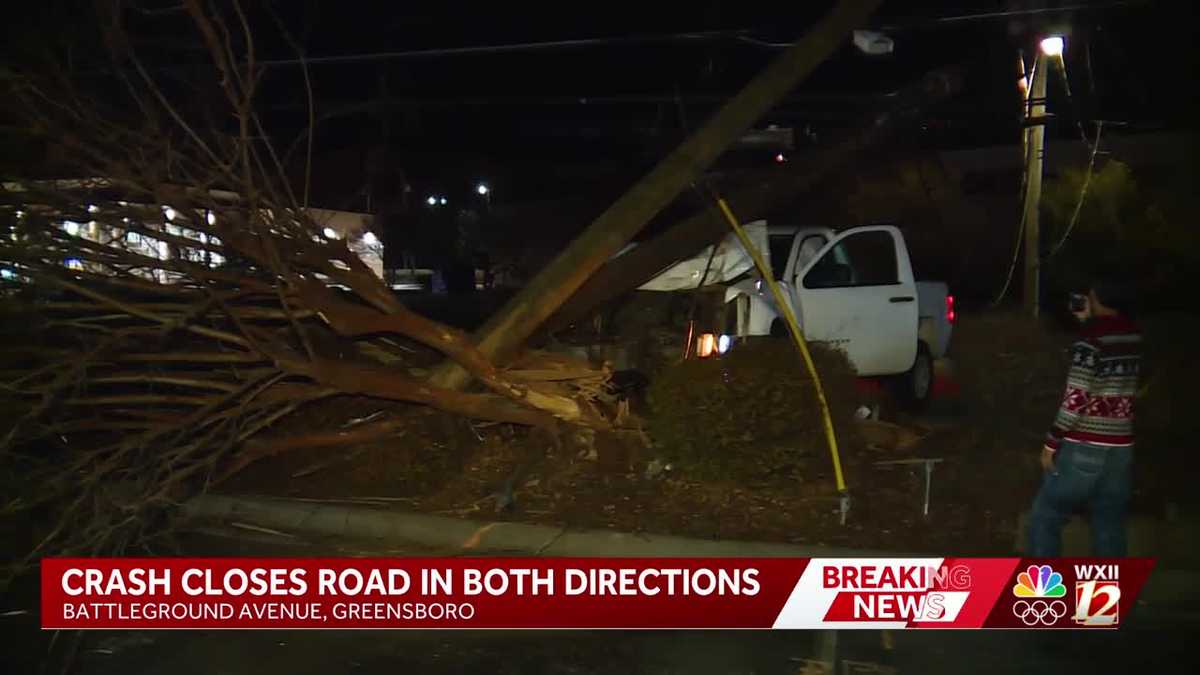 At least one hurt, Battleground Avenue closed after Christmas morning crash in Greensboro