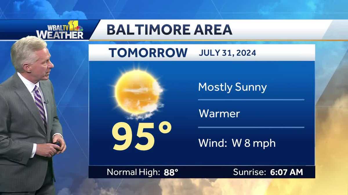 Rain exits area Wednesday, temperatures in the 90s