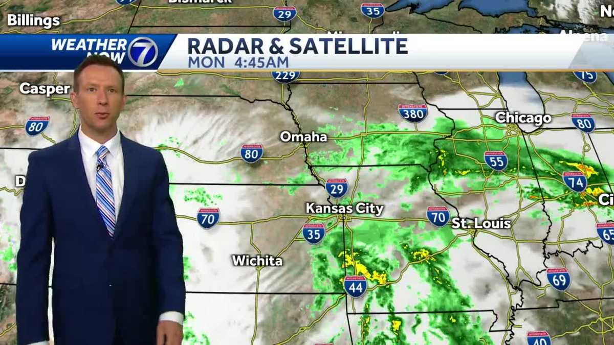 Clouds and drizzle, some isolated showers Monday