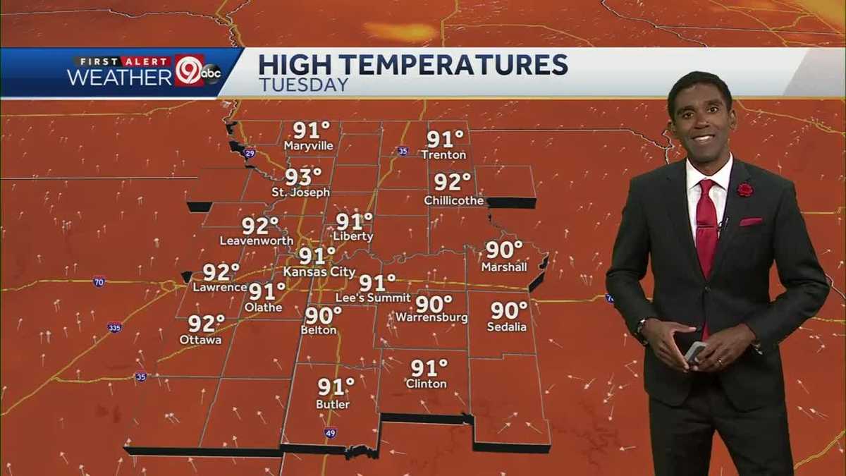 Tuesday temps will be in low 90s