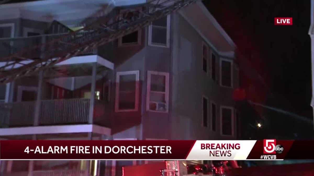Crews battle 4-alarm fire in Dorchester