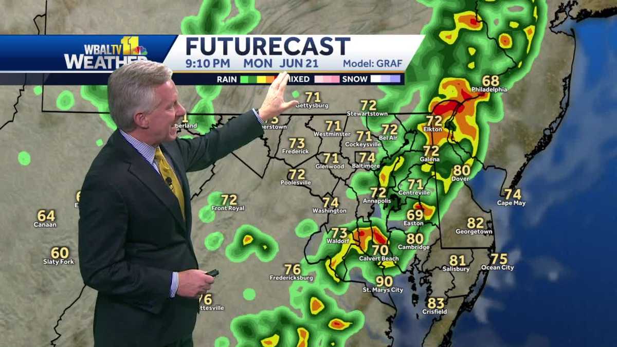 Scattered thunderstorms Monday night before cooldown