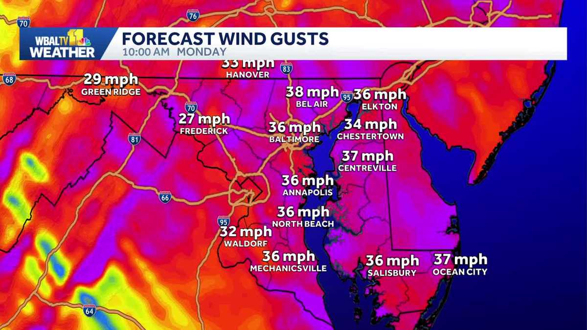 ALERT DAY | Wind gusts pick up across Maryland as snowstorm exits