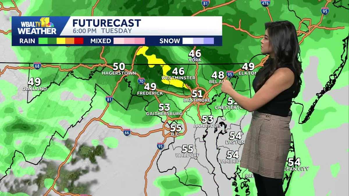 Scattered morning showers turn to steady rain Tuesday afternoon