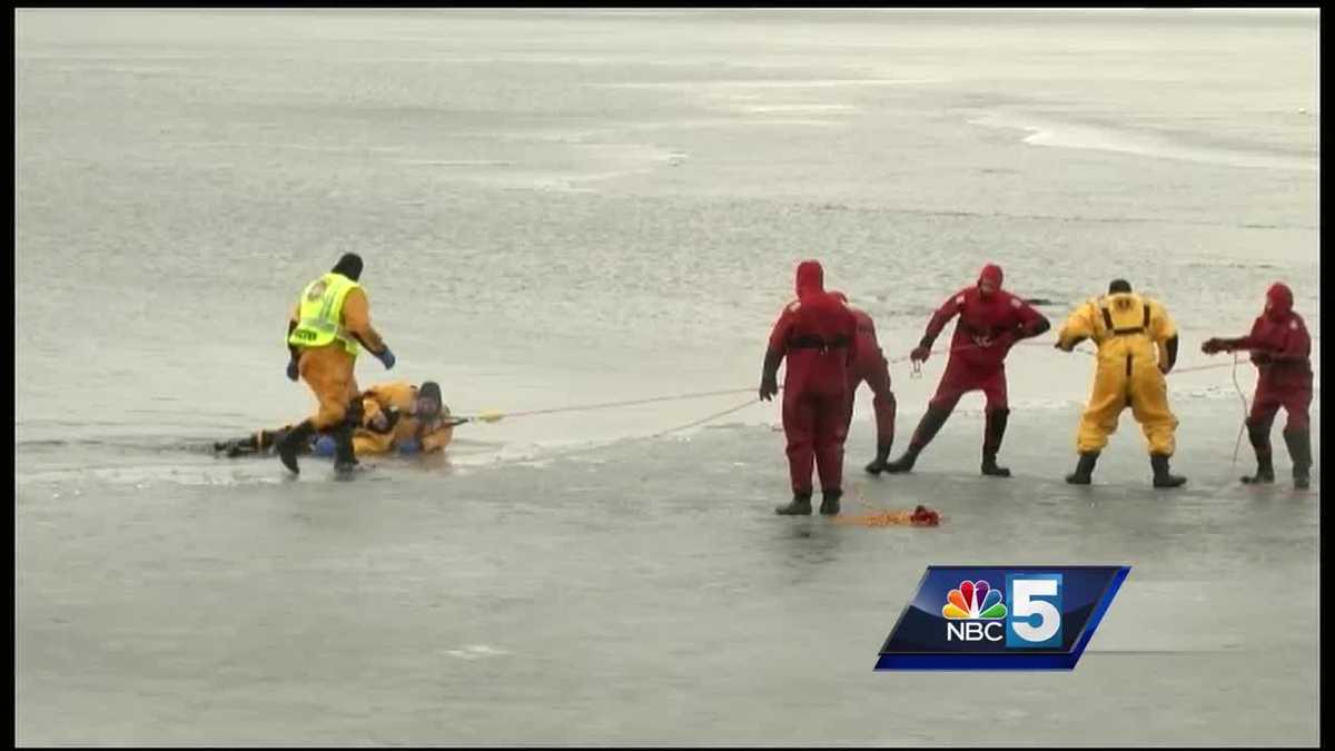 Firefighters suit up for ice rescue training