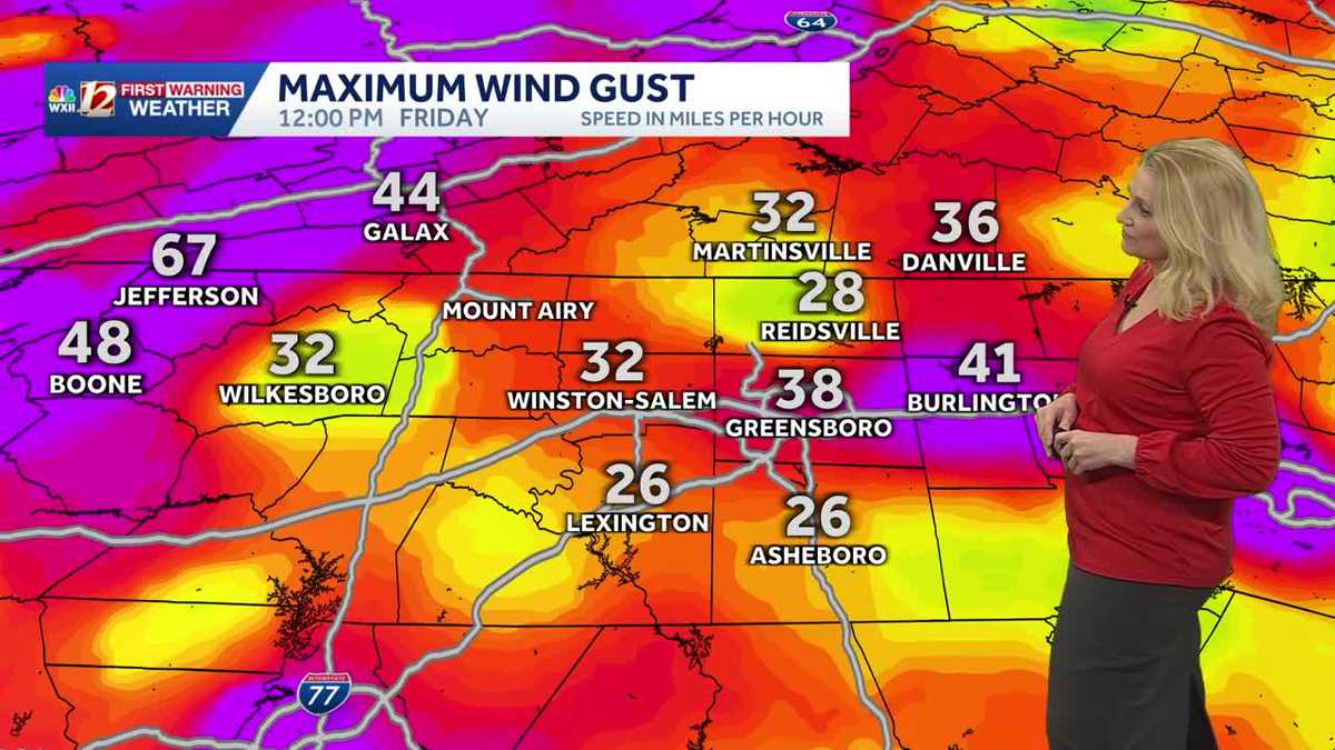 High Wind Warning in the North Carolina Mountains | Blustery and cooling down in the Piedmont Triad