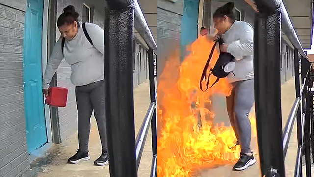 Woman caught on camera setting outside of OKC apartment on fire - KOCO