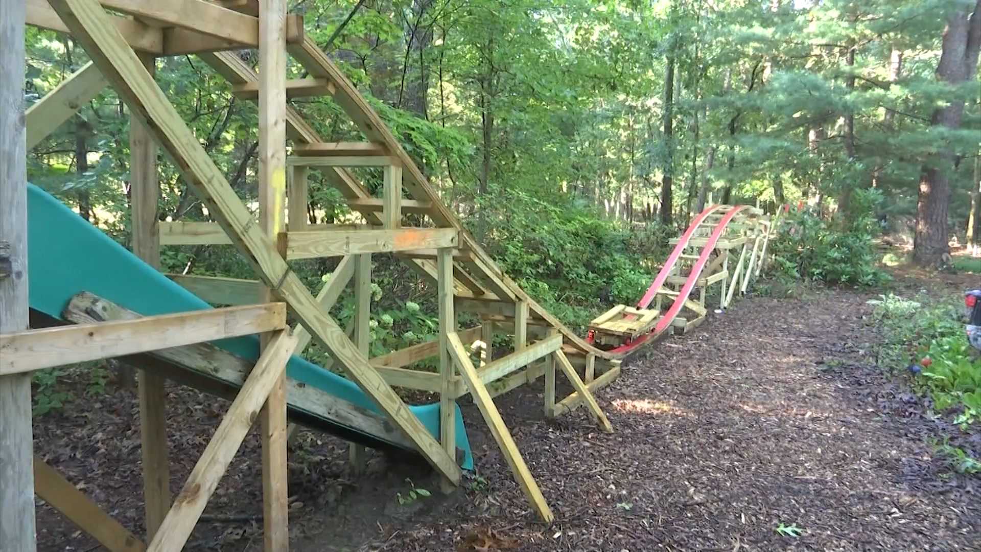 College student builds roller coaster in grandfather s backyard